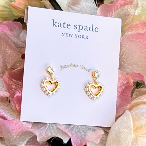 KATE SPADE ♠️ Pearl Heart Drop Earrings - Picture 5 of 10